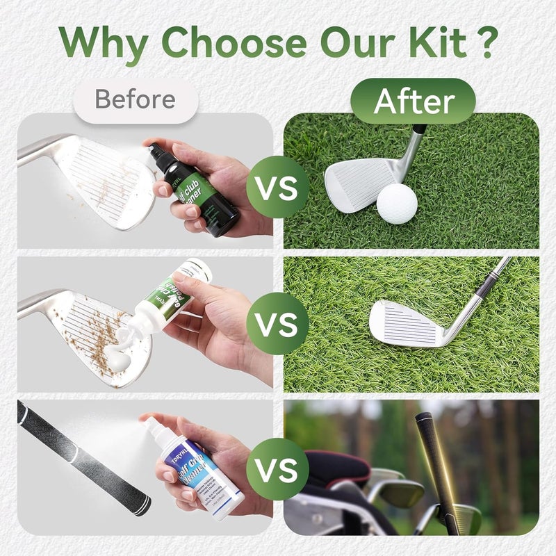 Tdrynl Pro Golf Club Care Kit – Cleaner, Polish, Brush, Groove Sharpener, Grip Cleaner, Magnetic Towel & Leather Bag – Restores Clubs, Removes Rust & Scratches, Renews Tackiness - Image 4
